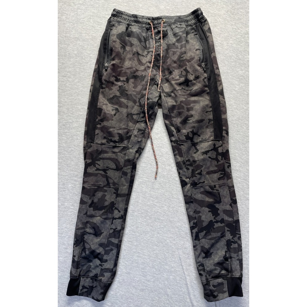 Burnside Performance Tech Jogger Pants Mens M Dark Gray Camouflage Tapered Leg